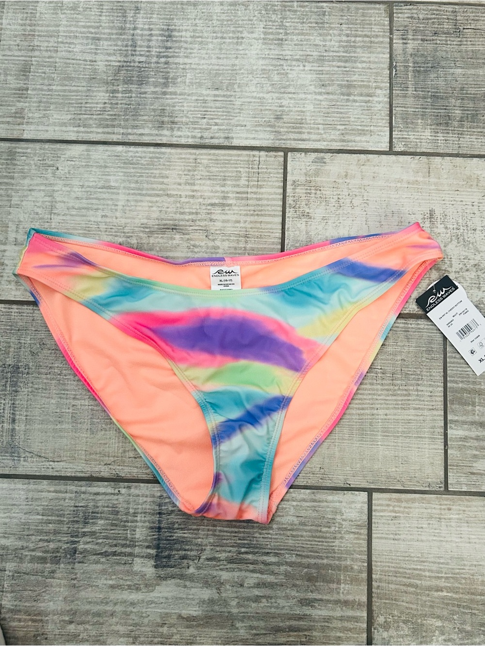 Endless Waves Rainbow Tie-Dye Bikini Bottom XL NWT